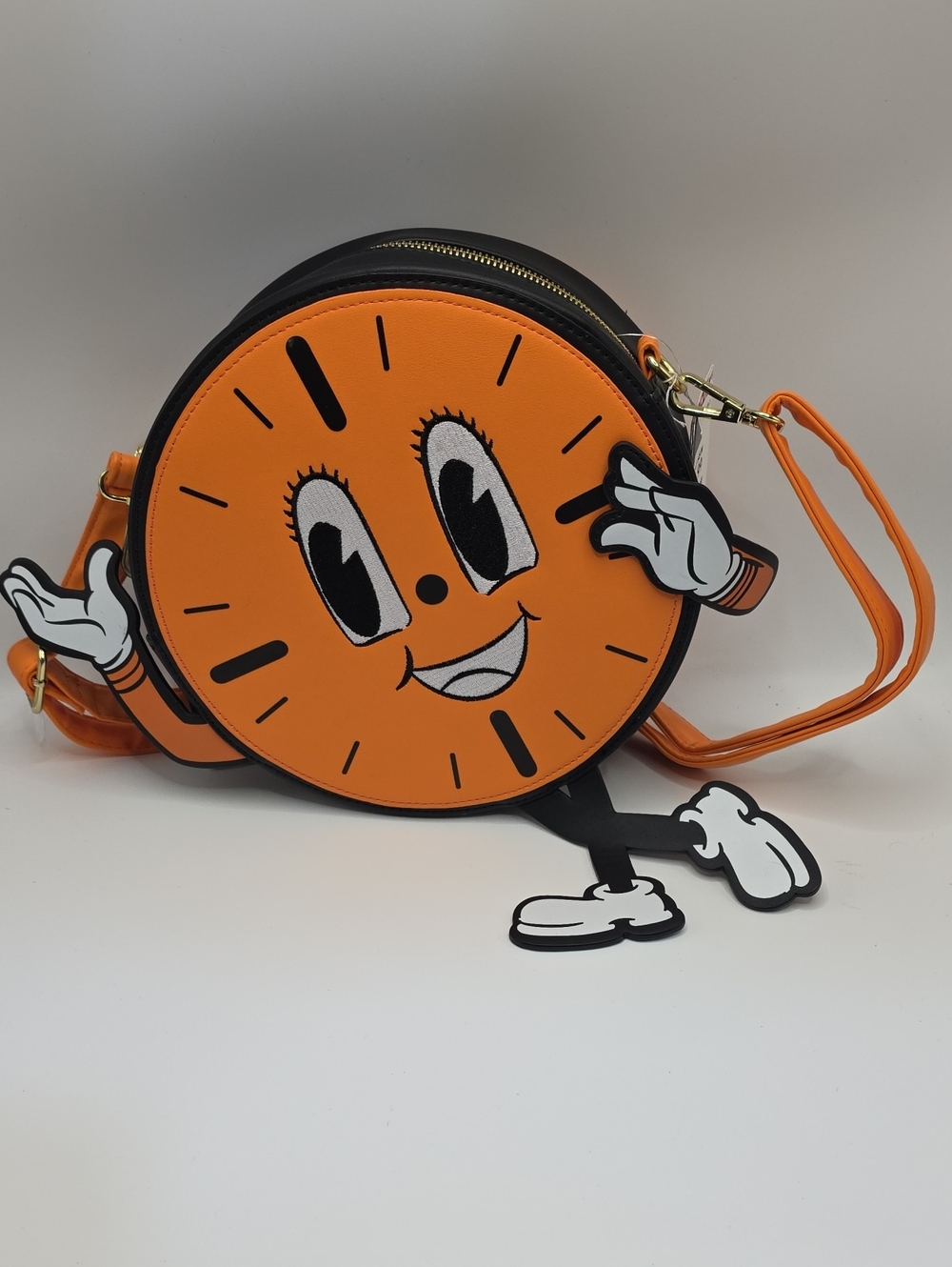 Loungefly Miss Loki Playful Orange Clock Face Crossbody Bag